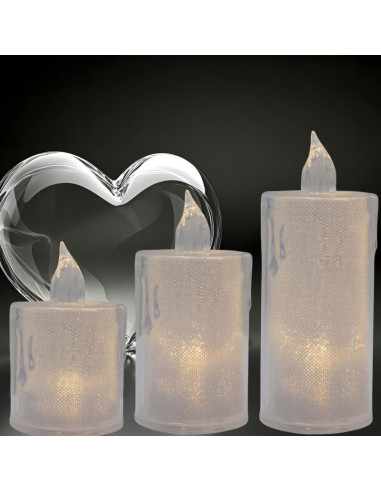 Zestaw 3 świec dekoracyjnych zdobionych led ciepły biały