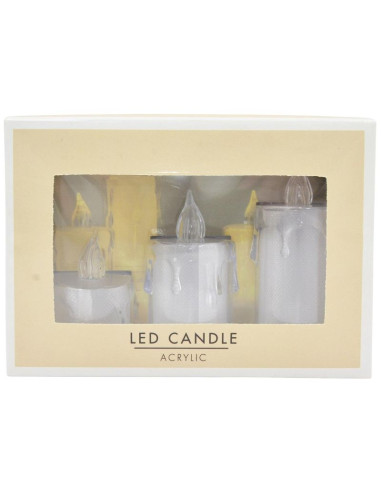 Zestaw 3 świec dekoracyjnych zdobionych led ciepły biały