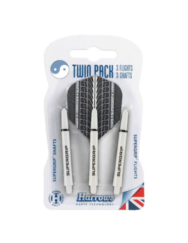 Harrows twin pack shafty supergrip + piórka supergrip (white)