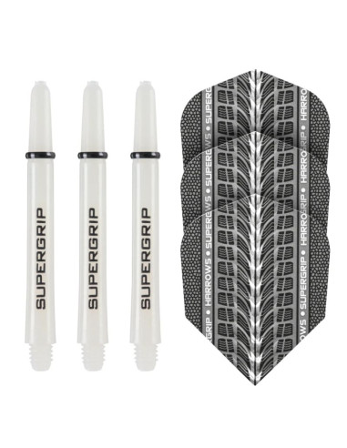Harrows twin pack shafty supergrip + piórka supergrip (white)