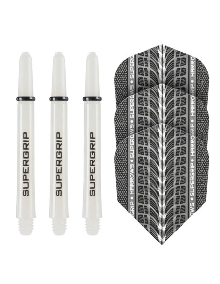 Harrows twin pack shafty supergrip + piórka supergrip (white)