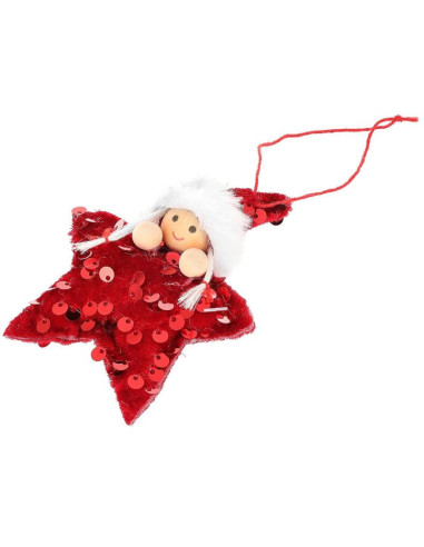 Zestaw zawieszek 3 szt gwiazdki laleczki cekiny czerwone