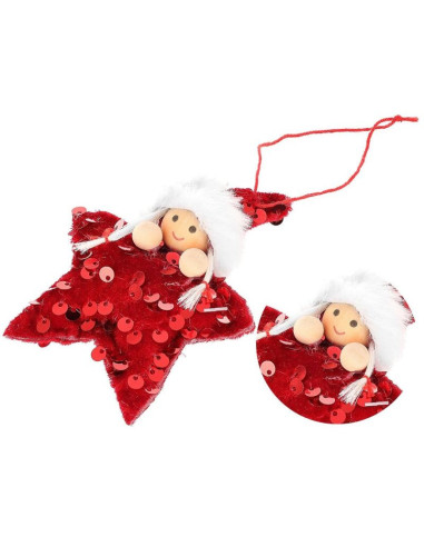 Zestaw zawieszek 3 szt gwiazdki laleczki cekiny czerwone