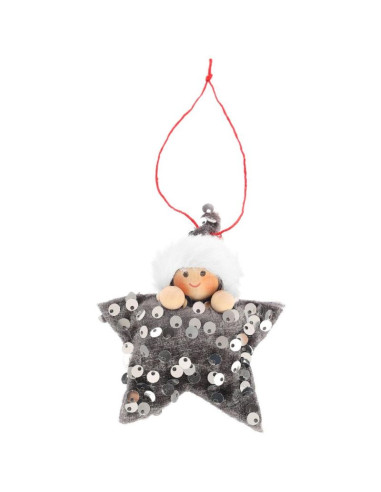 Zestaw zawieszek 3 szt gwiazdki laleczki cekiny srebrne