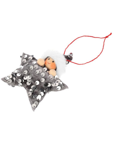 Zestaw zawieszek 3 szt gwiazdki laleczki cekiny srebrne