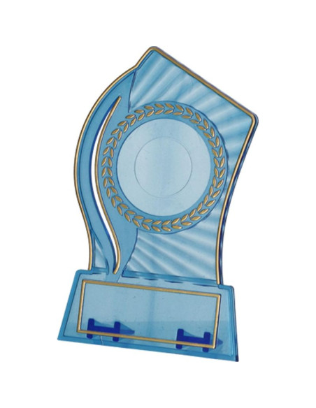 Trofeum plastikowe - przezroczysto - złote z miejscem na wklejkę 25/40mm i tabliczkę 56mmx18mm t-m
