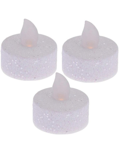 Zestaw 3 świeczek tea light led z brokatem