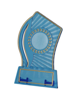 Trofeum plastikowe - przezroczysto - złote z miejscem na wklejkę 25mm i tabliczkę 47mmx14mm t-m 2