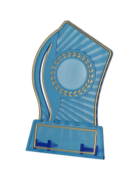 Trofeum plastikowe - przezroczysto - złote z miejscem na wklejkę 25mm i tabliczkę 47mmx14mm t-m
