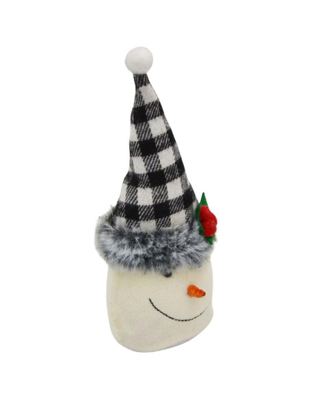 Bałwanek dekoracyjny 20cm z czapką w biało czarną kratkę