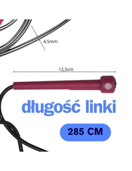 Skakanka szybkościowa pvc 285cm różowa enero fit