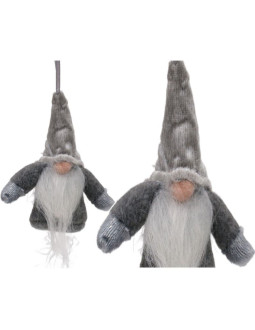 Zawieszka dekoracyjna mikołaj z rączkami 11cm szary 2