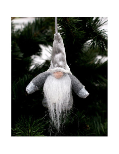 Zawieszka dekoracyjna mikołaj z rączkami 11cm szary