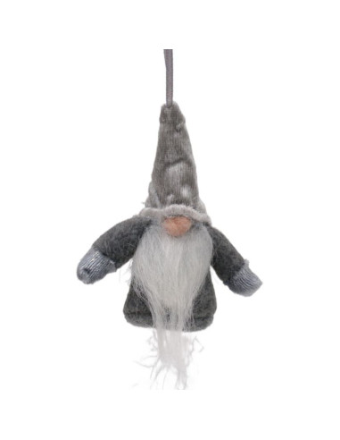 Zawieszka dekoracyjna mikołaj z rączkami 11cm szary