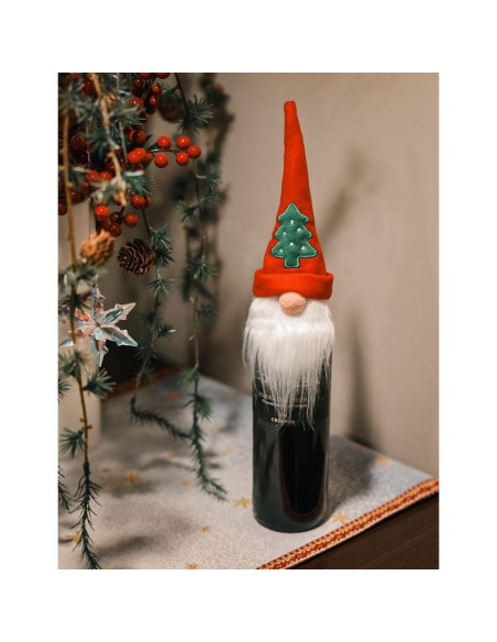 Świąteczna ozdoba mikołaj pokrowiec na butelkę sztućce serwetki