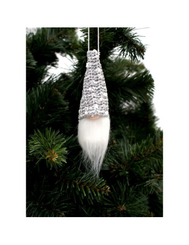 Zawieszka dekoracyjna mikołaj 11cm cekiny szary