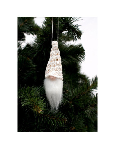 Zawieszka dekoracyjna mikołaj 11cm cekiny biały