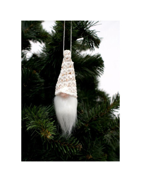 Zawieszka dekoracyjna mikołaj 11cm cekiny biały