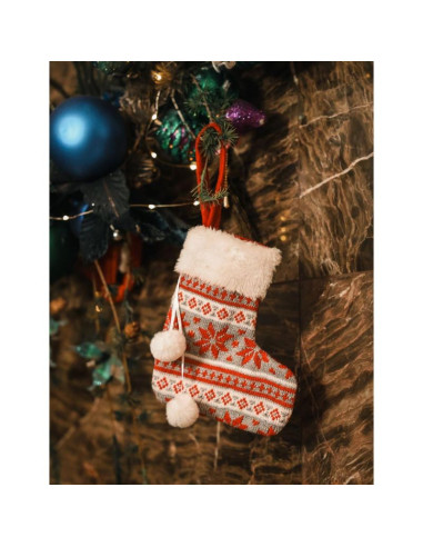 Zawieszka skarpetka na prezenty szara 16x19cm