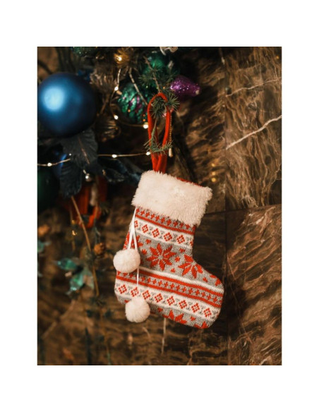 Zawieszka skarpetka na prezenty szara 16x19cm