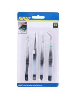Pęsety zestaw 4 szt kinzo