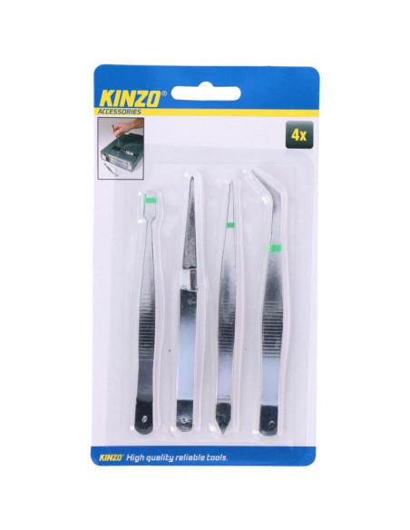 Pęsety zestaw 4 szt kinzo