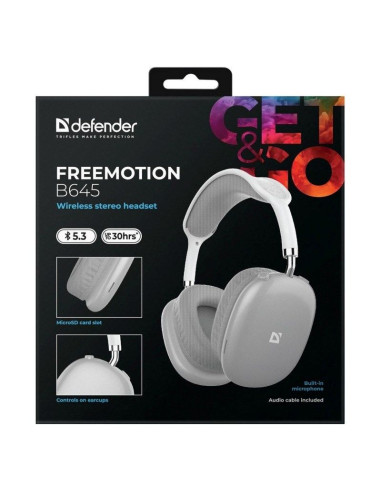 Defender słuchawki bluetooth freemotion b645 szare 63646