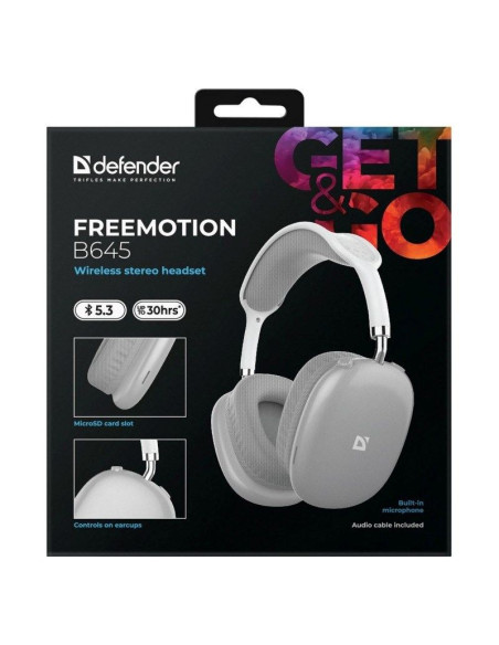Defender słuchawki bluetooth freemotion b645 szare 63646