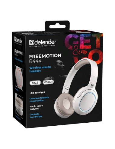 Defender słuchawki nauszne bluetooth freemotion b444 beżowe 63444