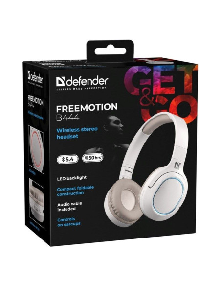 Defender słuchawki nauszne bluetooth freemotion b444 beżowe 63444