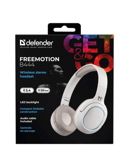 Defender słuchawki nauszne bluetooth freemotion b444 beżowe 63444