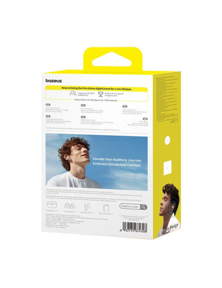 Słuchawki powietrzne baseus bass 15 clip open-ear (biały)