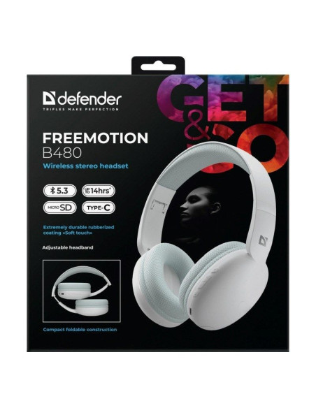 Defender słuchawki nauszne bluetooth freemotion b480 białe 63481