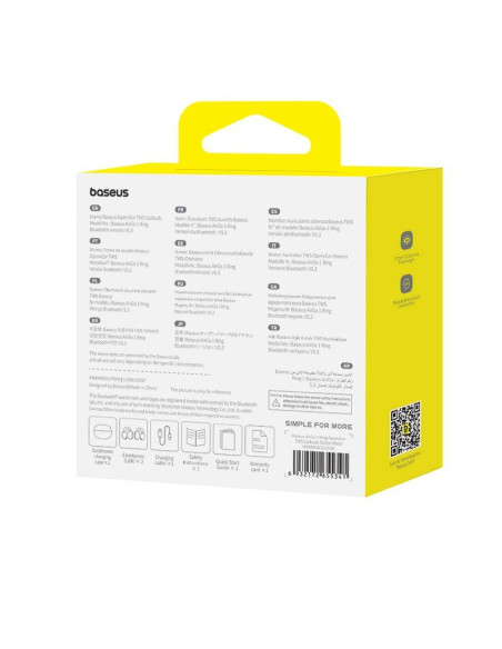 Słuchawki baseus airgo 1 ring open-ear tws (biały)