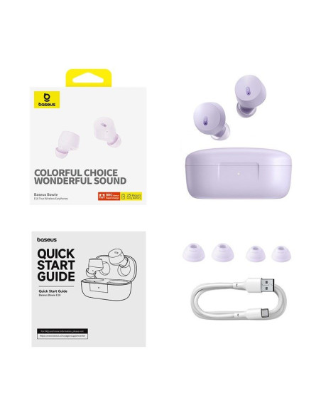 Słuchawki bezprzewodowe baseus bowie e18 (fioletowy)