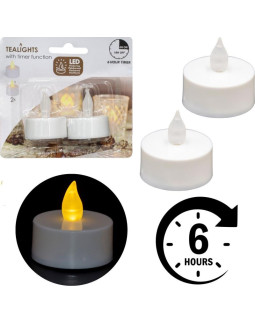 Zestaw 2 świeczek tea light led timer biały