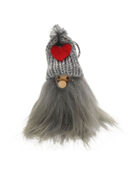 Zawieszka długobrody mikołaj szary