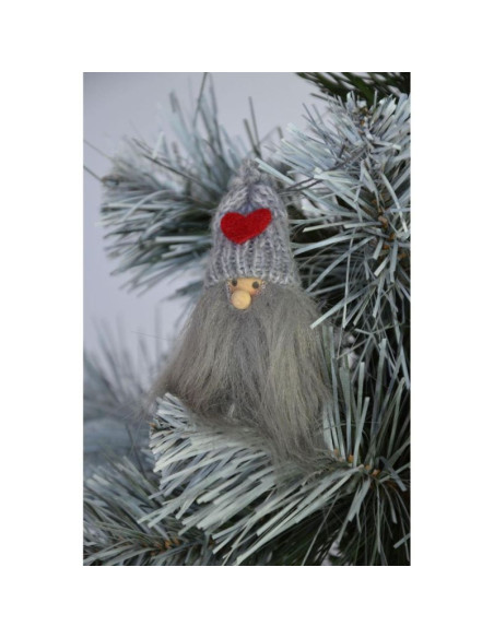 Zawieszka długobrody mikołaj szary