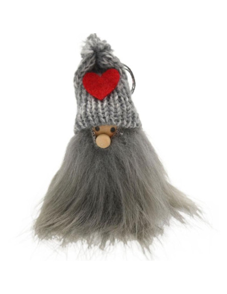 Zawieszka długobrody mikołaj szary