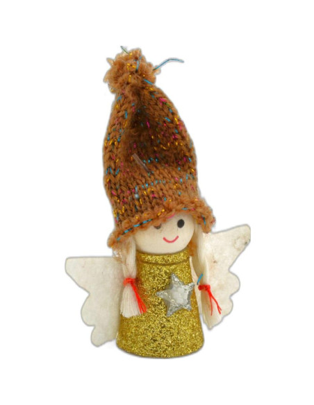 Zawieszka aniołek świąteczny złoty 7cm