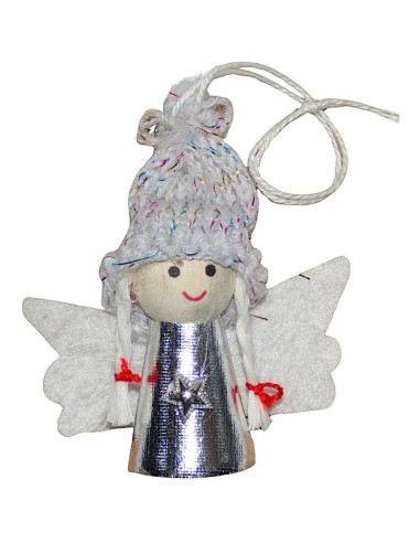 Zawieszka aniołek świąteczny srebrny 7cm