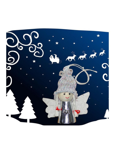 Zawieszka aniołek świąteczny srebrny 7cm