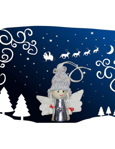 Zawieszka aniołek świąteczny srebrny 7cm