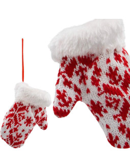 Zawieszka rękawiczka na prezenty 12cm biała 2