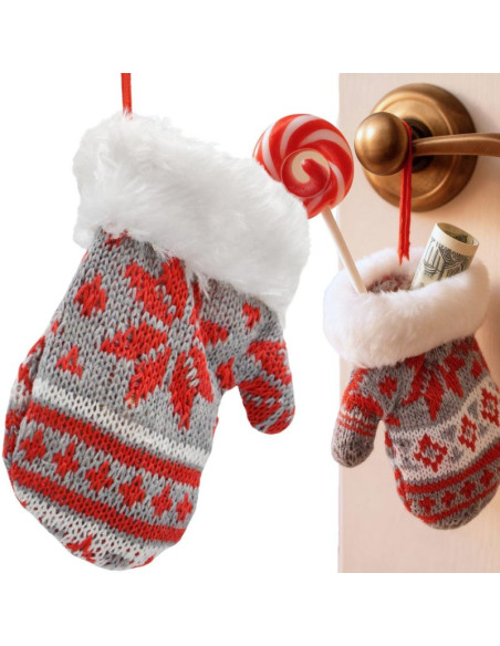 Zawieszka rękawiczka na prezenty 12cm szara