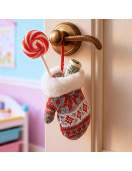 Zawieszka rękawiczka na prezenty 12cm szara