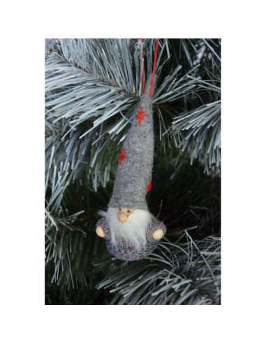 Zawieszka bombka skrzat szary 11cm