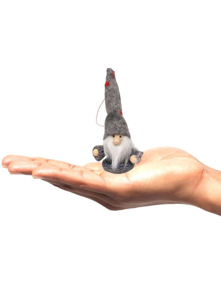 Zawieszka bombka skrzat szary 11cm