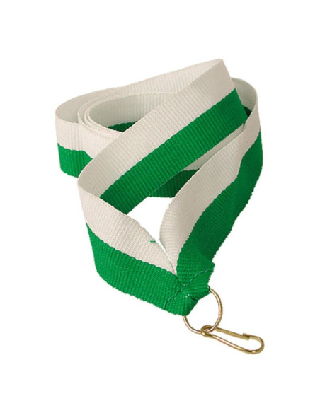 Wstążka 22 mm - biało-zielona