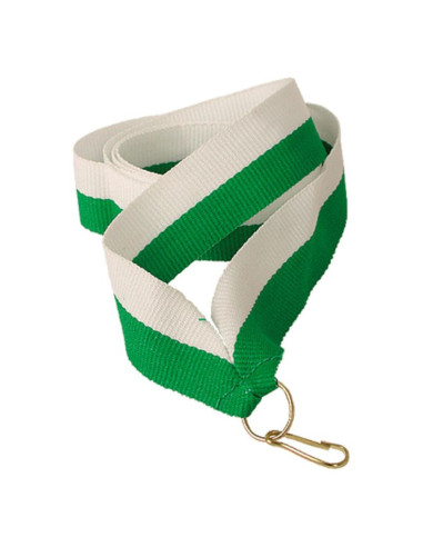 Wstążka 22 mm - biało-zielona
